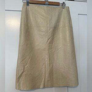 Tan Leather Midi Skirt
